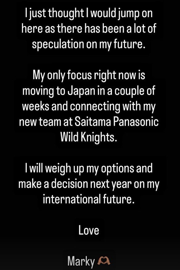Mark Nawaqanitawase’s message on his Instagram story.