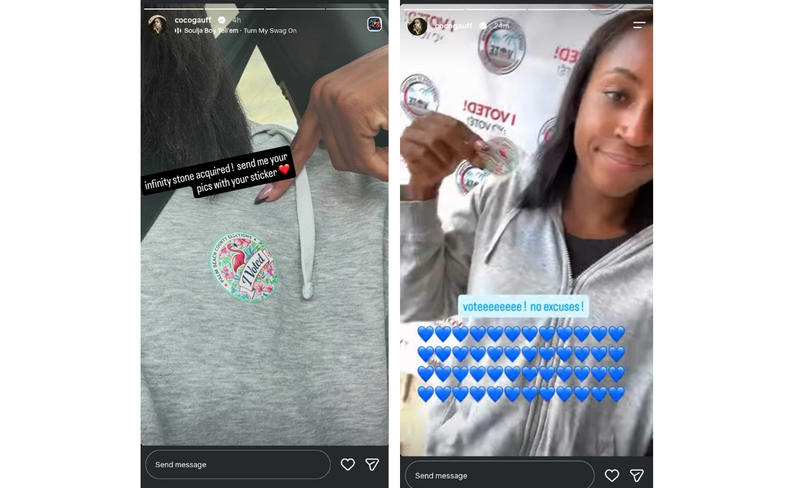 Screenshots of Gauff’s Instagram Stories (Source: Instagram/@cocogauff)