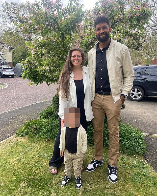 Hyron and his wife Maiglin along with one of their sons are pictured here. He suffered a suspected heart attack on the eve of his team's game in France