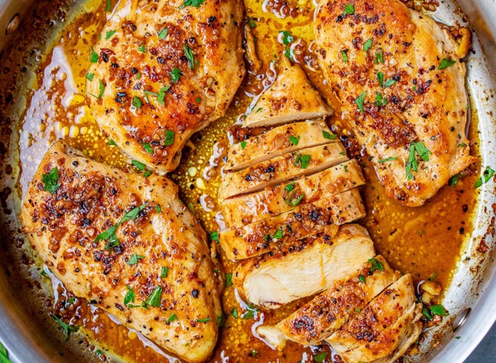 Slide 4 of 14: Getting sick of cooking the same chicken dish over and over? This garlic butter chicken can be an easy go-to for all kinds of occasions. Easy lunch meal prep? A tasty protein for dinner? It works for it all.Get the recipe at Averie Cooks.