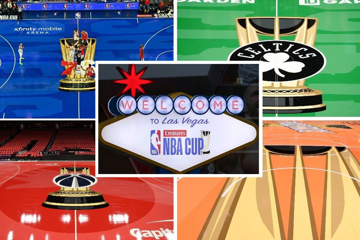 Emirates NBA Cup courts are displayed during action
