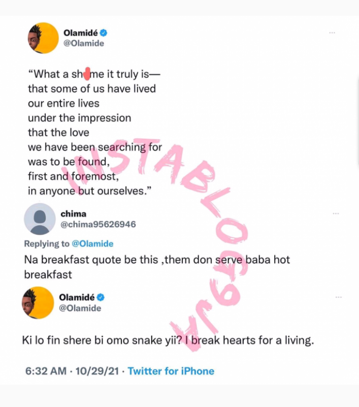Olamide's tweet