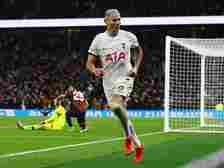 Tottenham Hotspur's Richarlison celebrates scoring their third goal on December 31, 2023