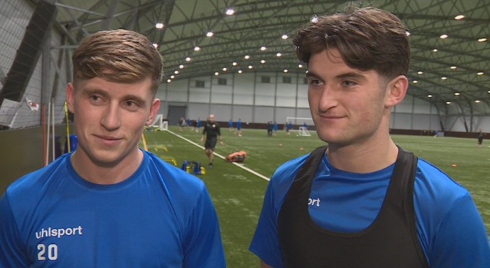 Keir Bertie [left] and Fraser Donaldson [right] of Montrose FC