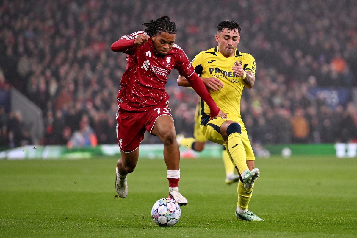 Rio Ngumoha during Liverpool vs Villarreal in the Champions League.