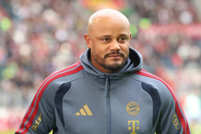 AUGSBURG, GERMANY - OCTOBER 10: Vincent Kompany, Manager of FC Bayern Munich, looks on before the Bundesliga 2026/27 match between FC Augsburg and FC Bayern M??nchen at WWK Arena on October 10, 2026 in Augsburg, Germany. (Photo by Alexander Hassenstein/Getty Images)