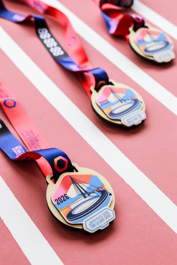Les médailles du semi-marathon de Toulouse.