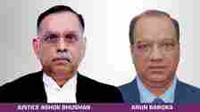 NCLAT Chairperson, Justice (retired) Ashok Bhushan (L) and Technical Member Arun Baroka