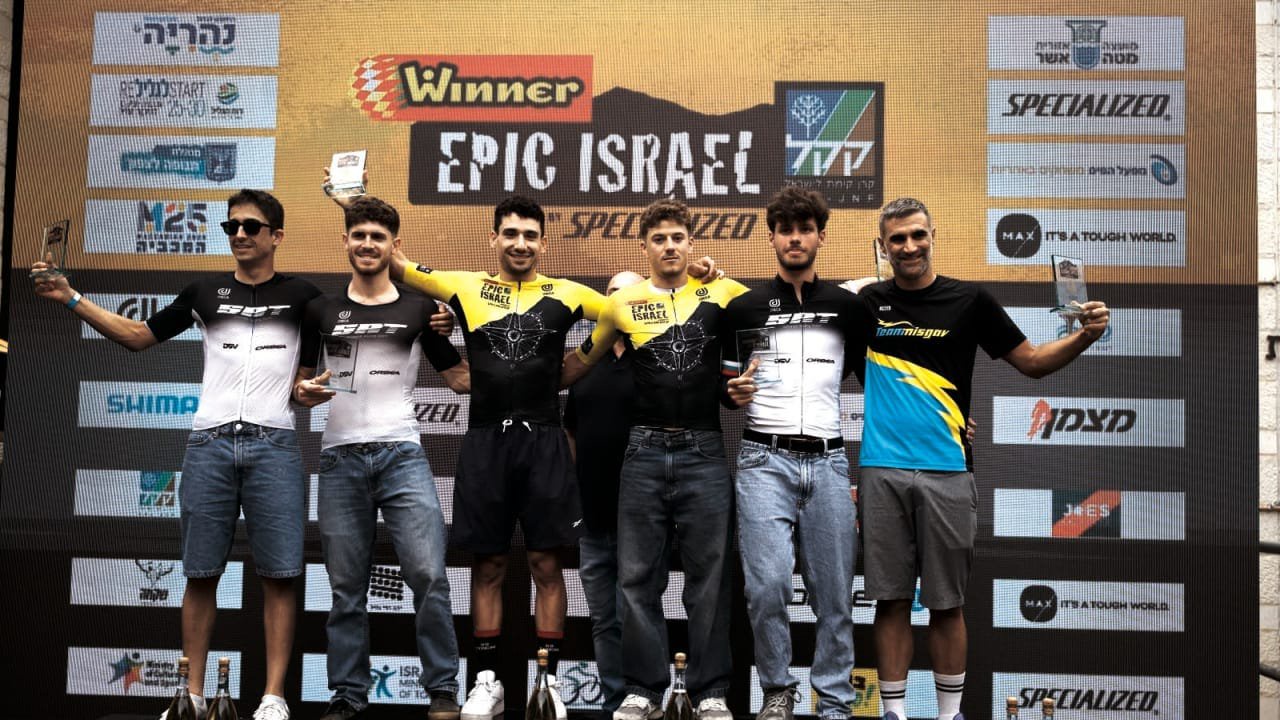 OMER CASPI (center right) and Tomer Zaltzman (center left) led the men's winners at Winner Epic Israel 2026, as Israel’s premier mountain bike race returned to the Western Galilee after a three-year absence, celebrating sporting excellence and the region’s recovery. 