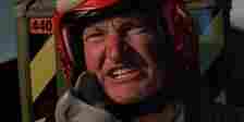 Randy Quaid as Russell piloting a fighter jet in Independence Day
