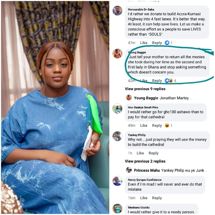 Tell your Mama to pay the money she chopped - Netizens blast Mahama's daughter over Cathedral comments