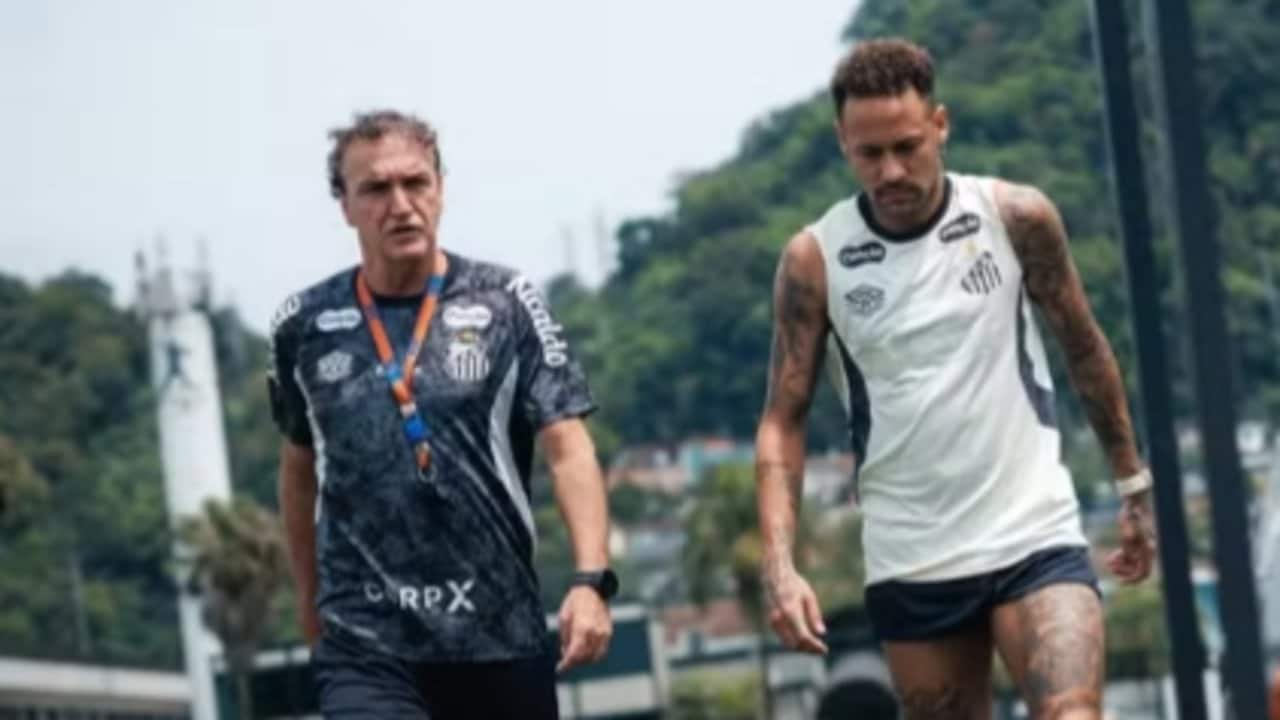 Cuca e Neymar - Raul Baretta / Santos FC