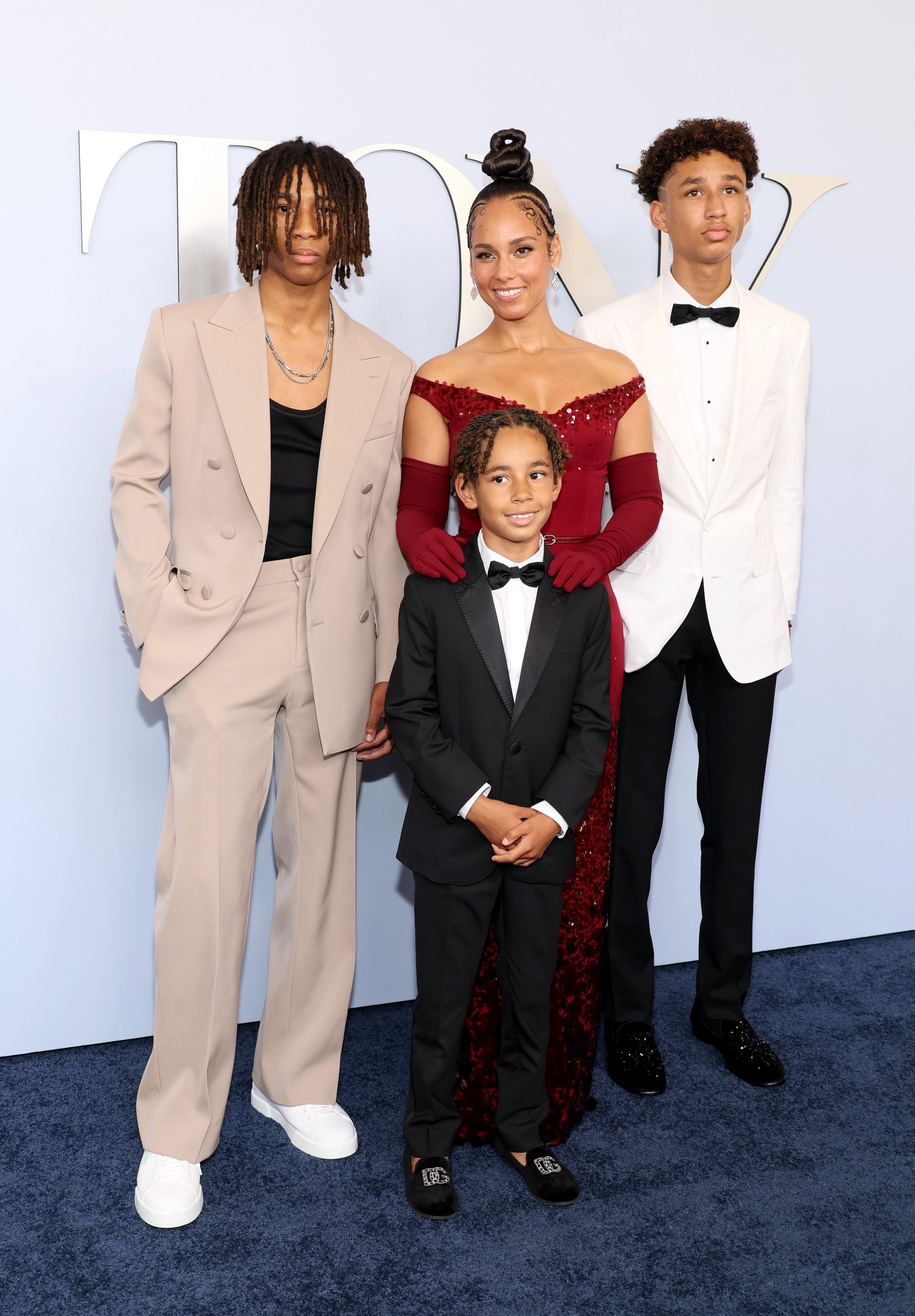 Alicia Keys and sons at the 77th Annual Tony Awards on June 16, 2024, in New York City. | Source: Getty Images