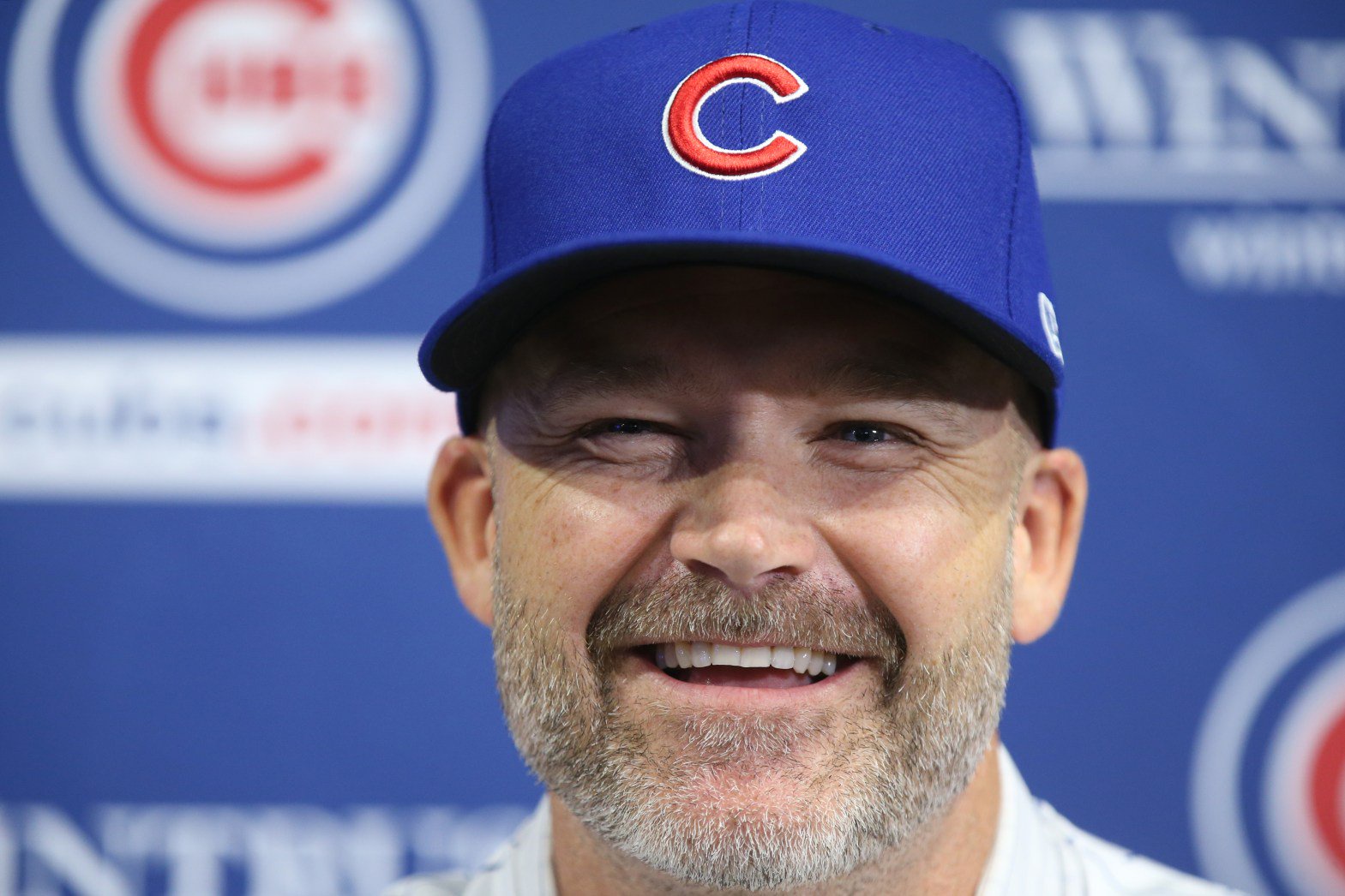 New Chicago Cubs manager David Ross takes reporters' questions at the American Airlines Conference Center next to Wrigley Field on Oct. 28, 2019, in Chicago. (John J. Kim/Chicago Tribune)