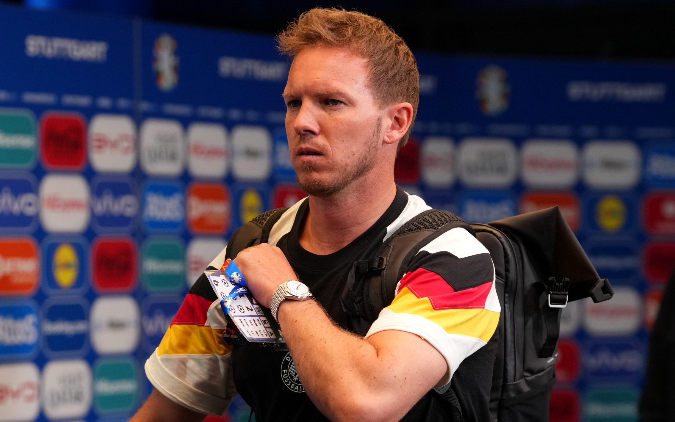 Julian Nagelsmann, Head Coach of Germany, arrives at the stadium prior to the UEFA EURO 2024 group stage match between Germany and Hungary at Stuttgart Arena on June 19, 2024 in Stuttgart, Germany
