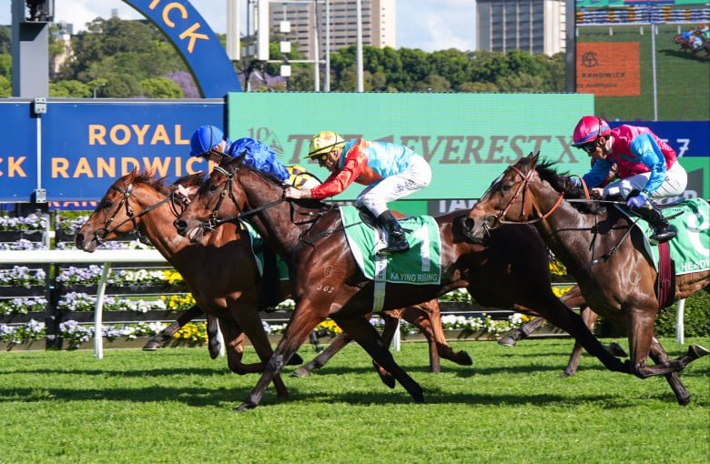 Ka Ying Rising finishes a close second to Tempted in The Everest at Randwick. Photo: HKJC