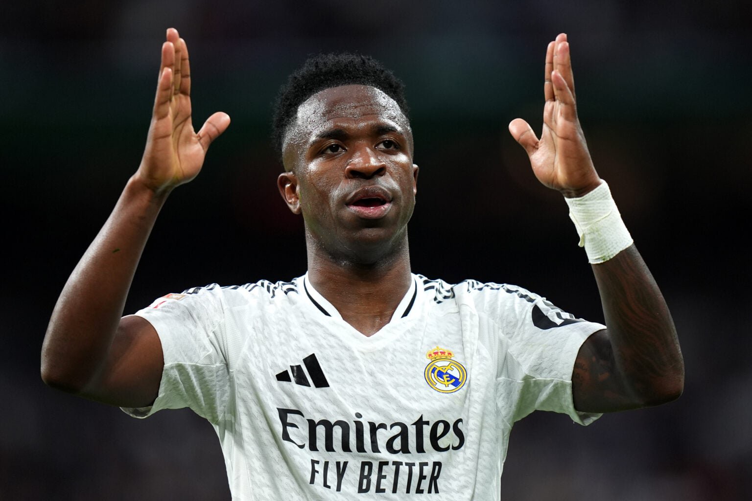 Vinicius Jr reacts during a Real Madrid game