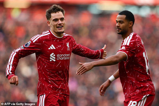 Florian Wirtz saw his shot deflect in off Pascal Gross to give the Anfield oufit the lead