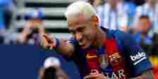 Neymar celebrates scoring for Barcelona