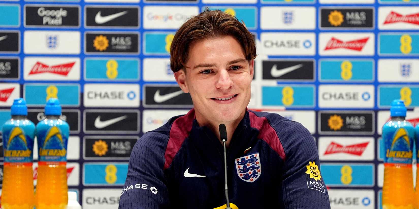 England's Alex Scott smiles in a press conference