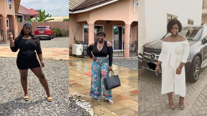 Kumawoo Actress Maame Serwaa flaunts her Mansion and Benz Car in new Photos  — Nsem Wo Krom •Com