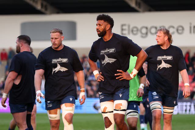 Hyron Andrews of Sale Sharks prior to the Gallagher Premiership Rugby match between Sale Sharks and Saracens