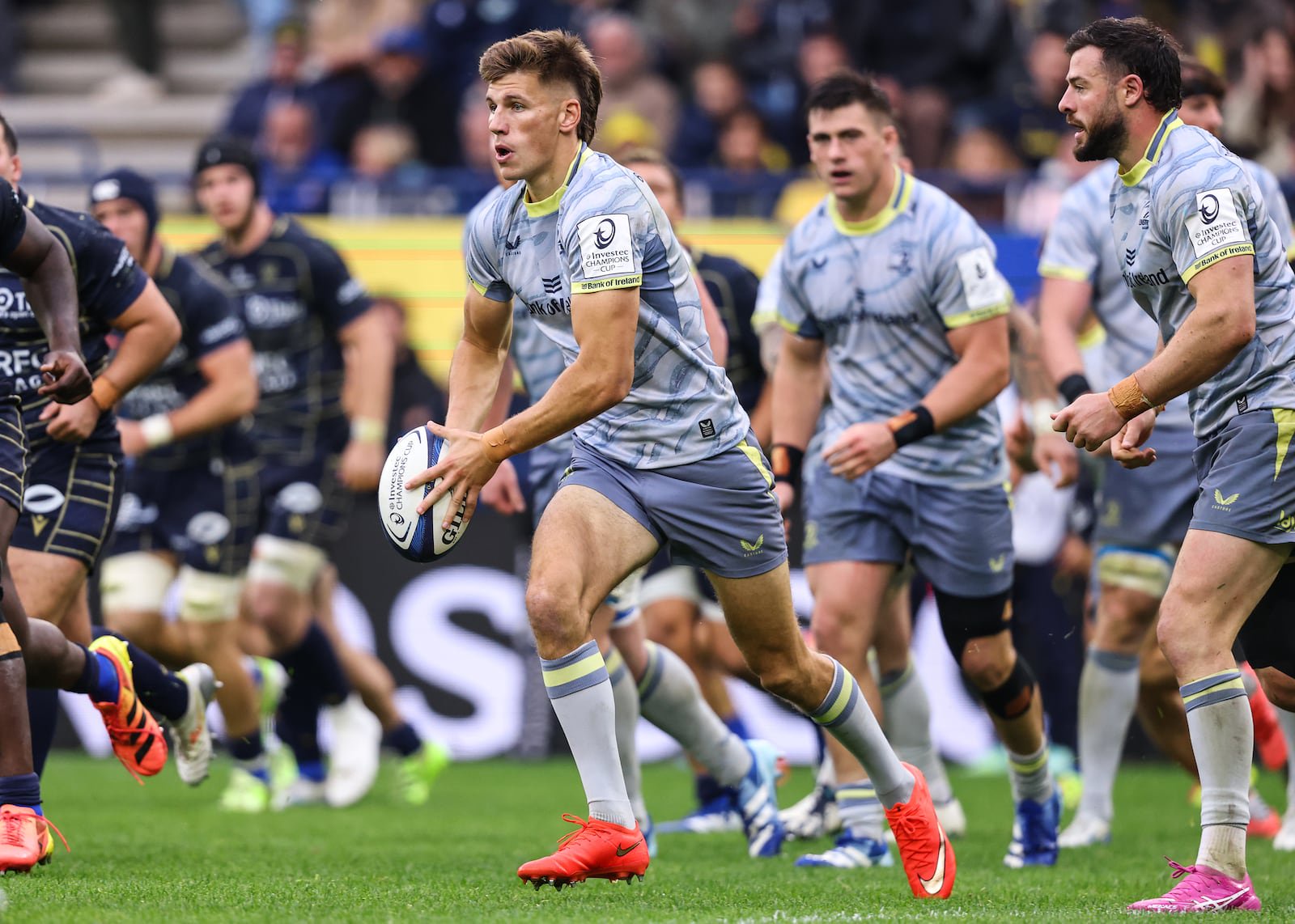 Sam Prendergast produced another man-of-the-match performance for Leinster in their win over Clermont Auvergne on Saturday. Photograph: Ben Brady/Inpho