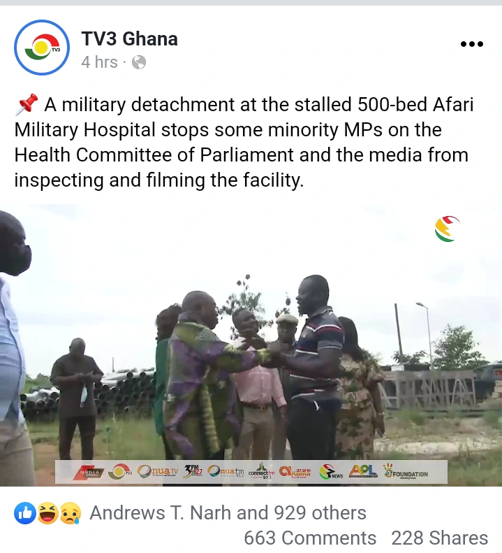 76d2f7a0987a4ee98a257657d18b8cfe?quality=uhq&format=webp&resize=720 Armed Military Gave It Hot To TV3 Journalists and Minority MPs Filming Afari Military Hospital Project -WATCH