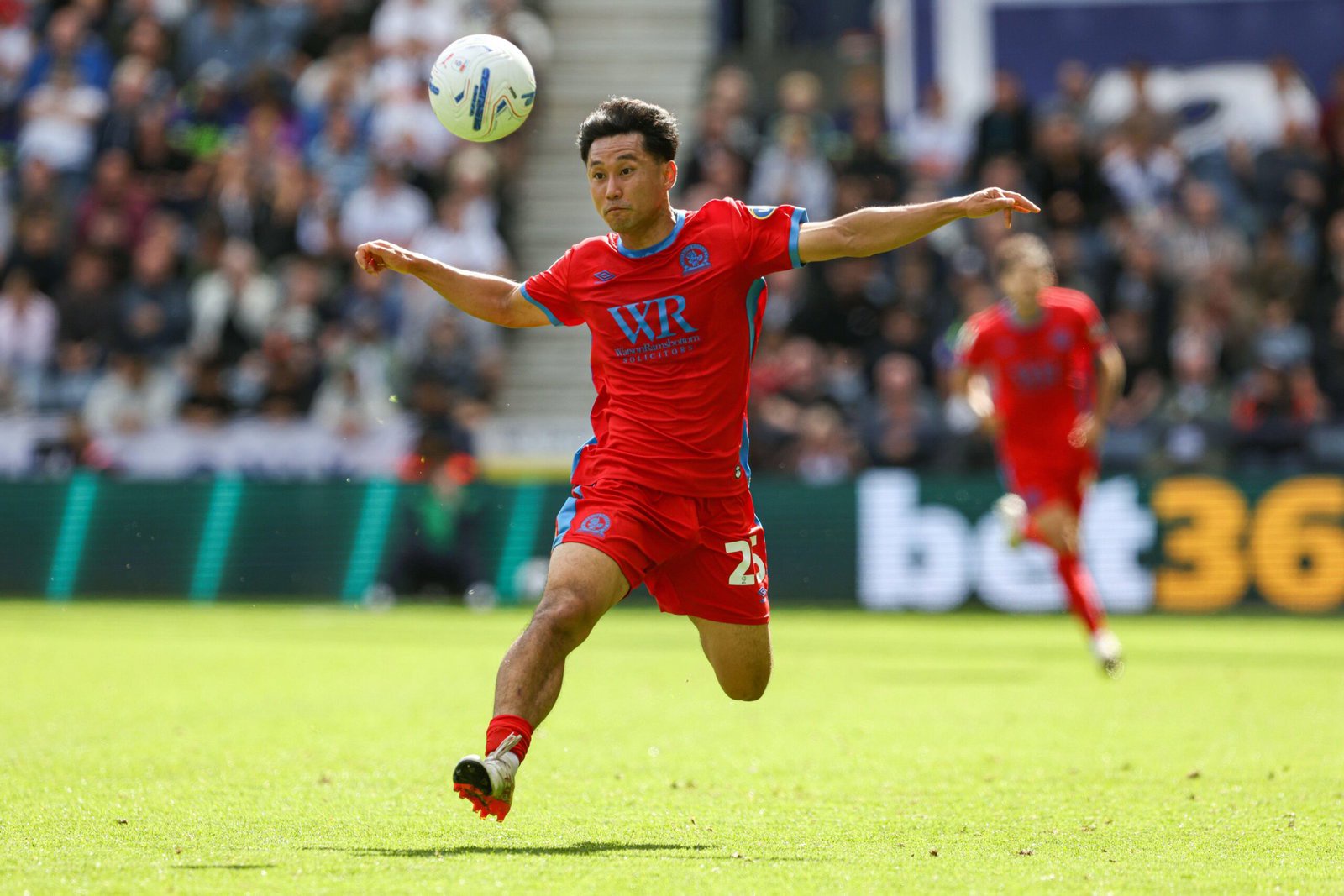 Ryoya Morishita of Blackburn Rovers chases the ball against Preston North End at Deepdale