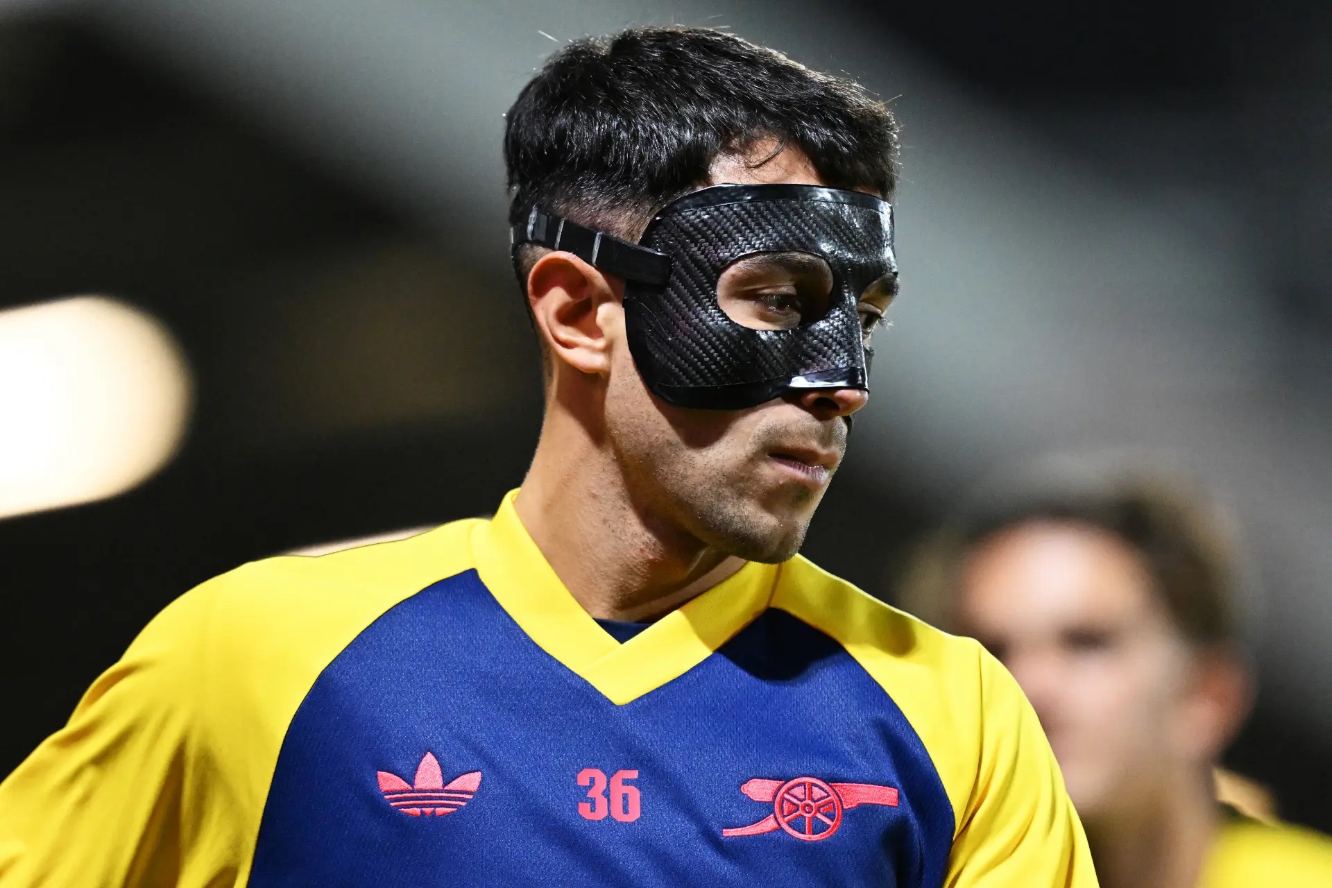 Martín Zubimendi behind a mask.