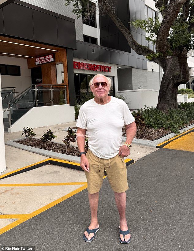 Ric Flair posted a photo of himself outside of an emergency room back in May