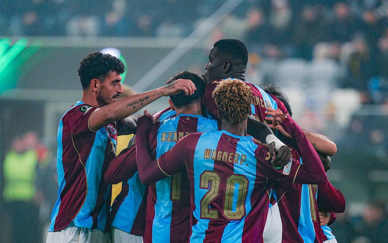 Paul Onuachu (middle) celebrates with teammates [Credit: Trabzonspor on X]