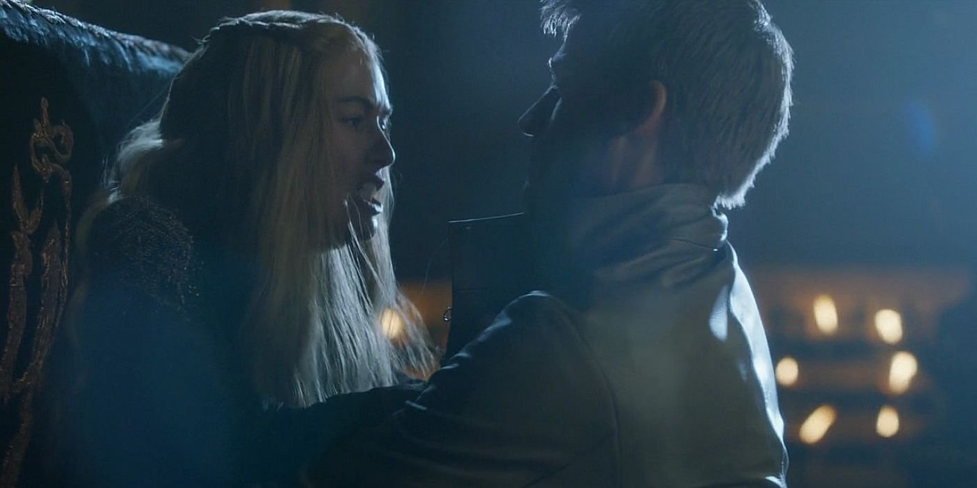 Jaime holds Cersei in Game of Thrones.