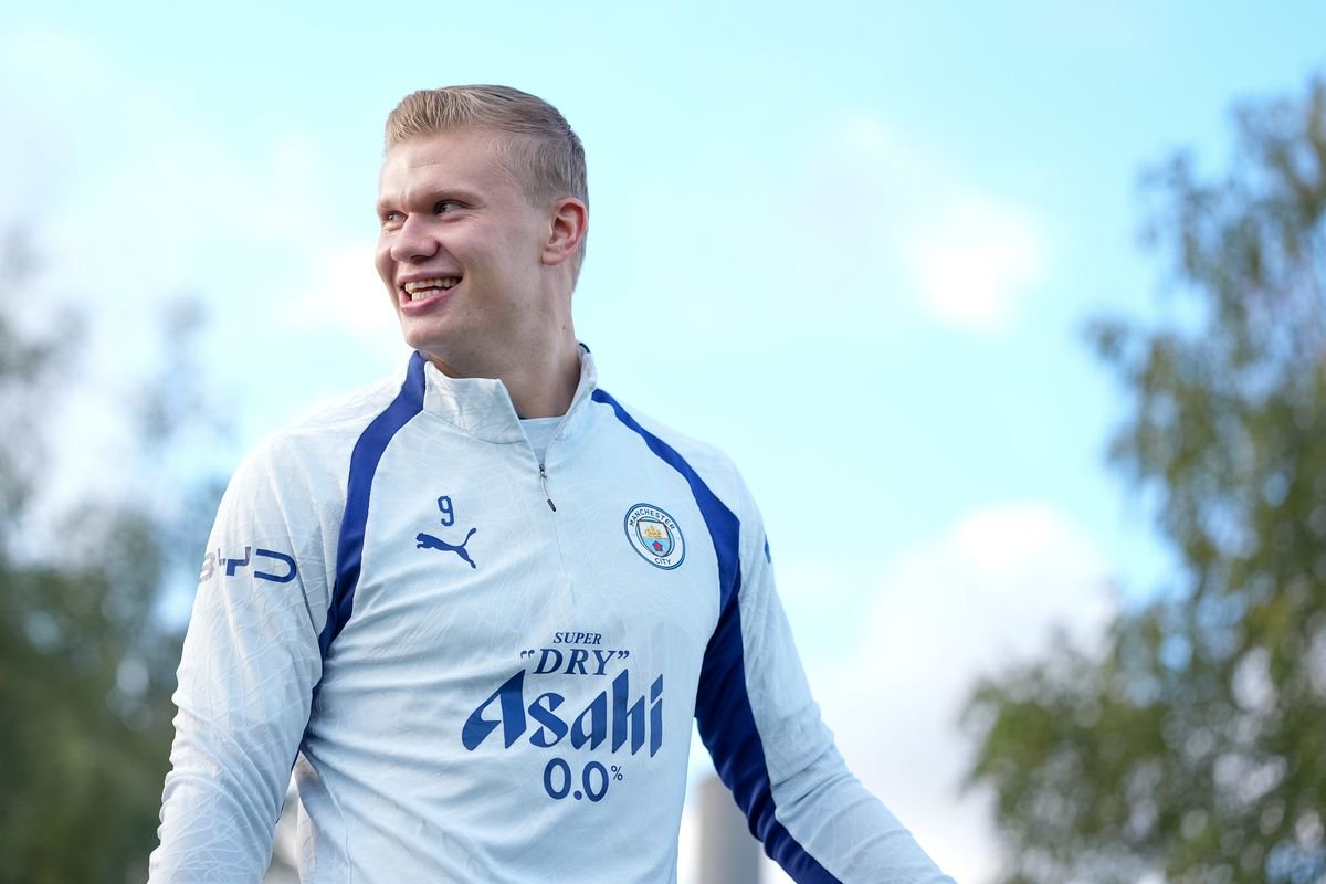 Erling Haaland was all smiles in training on Thursday