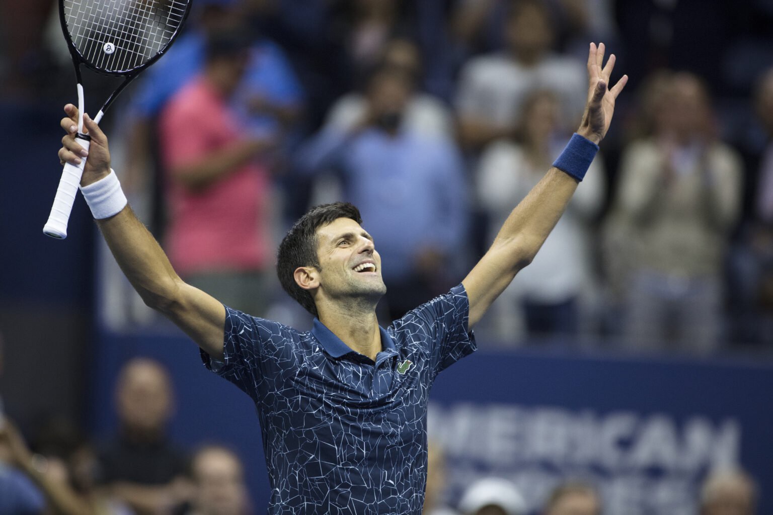 Novak Djokovic celebrates at the 2018 US Open.