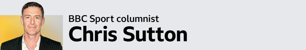 A picture of Chris Sutton with wording next to it that says BBC Sport columnist Chris Sutton
