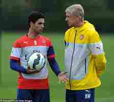Mikel Arteta (left) was Arsenal's club captain under Arsene Wenger (right) from 2014 to 2016