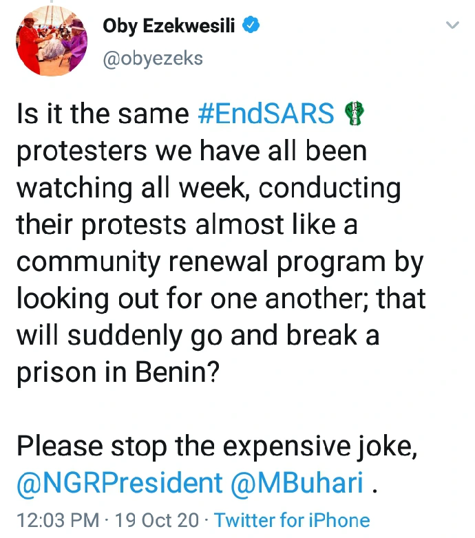 Benin Prison Break: "Stop that expensive Joke " - Oby Ezekwesili tells Buhari