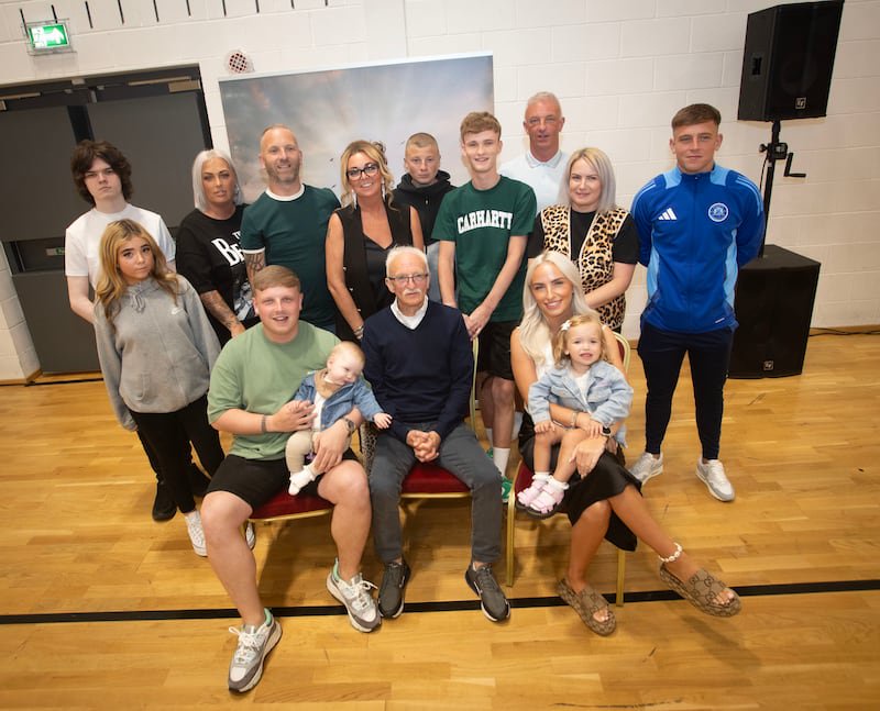 Tony O'Doherty pictured with family at Creggan Community Centre Picture: Jim McCafferty Photography