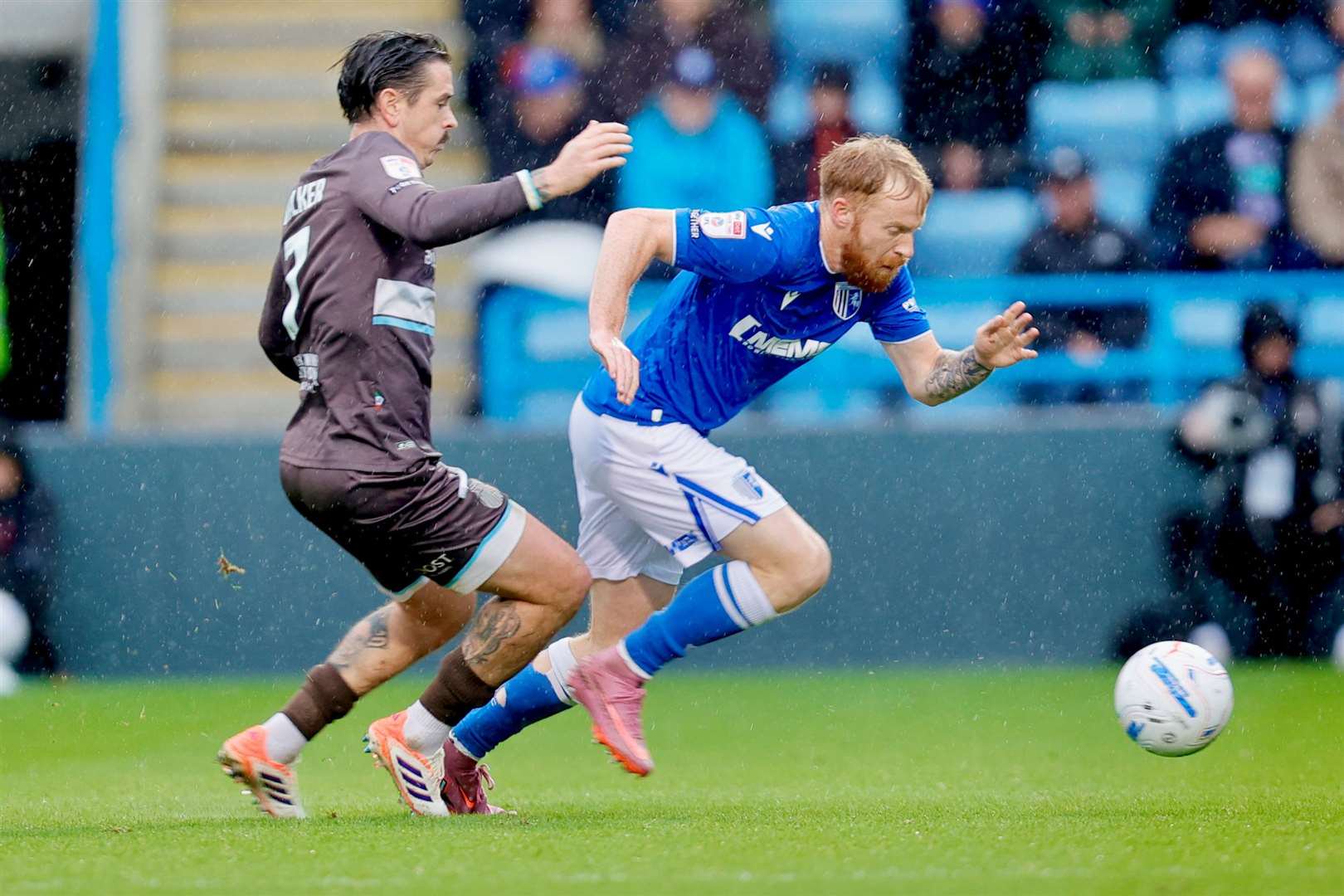 James Brophy on the ball for Gillingham against Grimsby Picture: Julian Hart