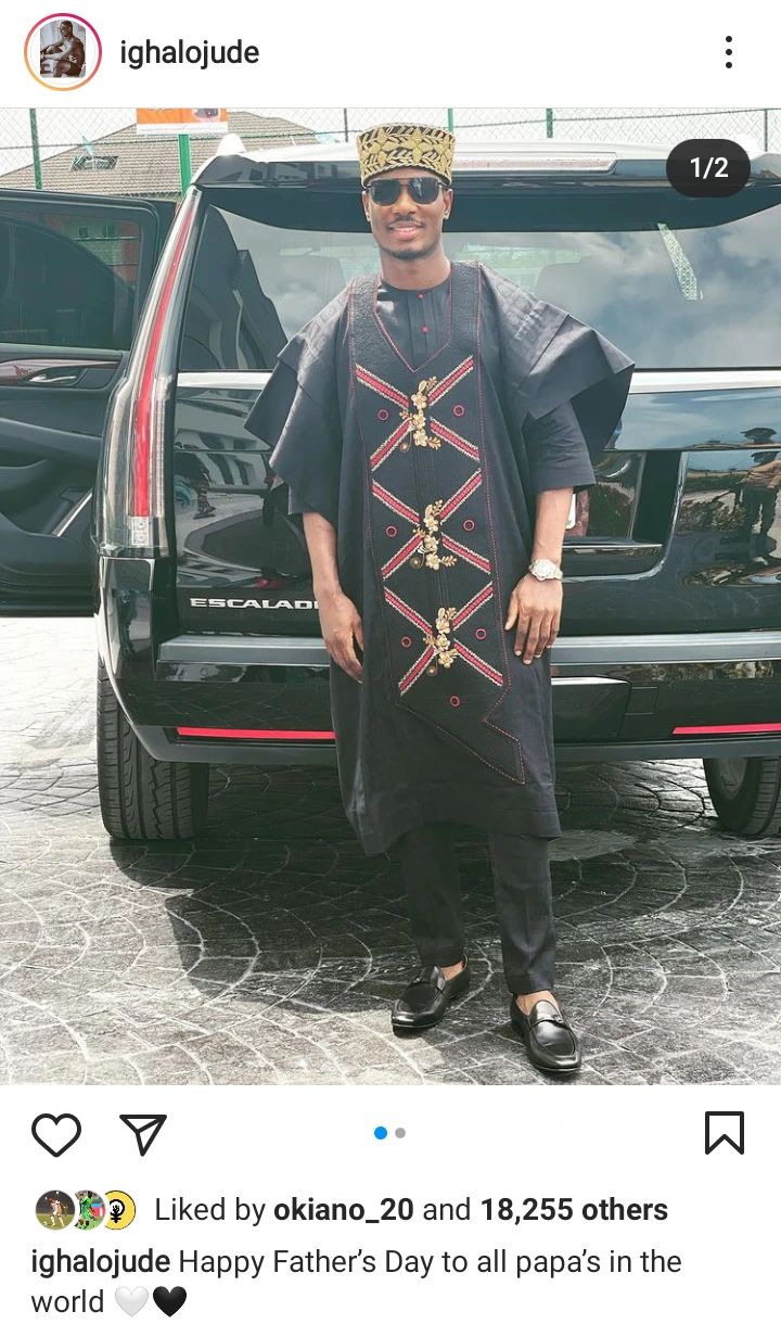 "Happy Father's day to All the papas in the world". from Ighalo