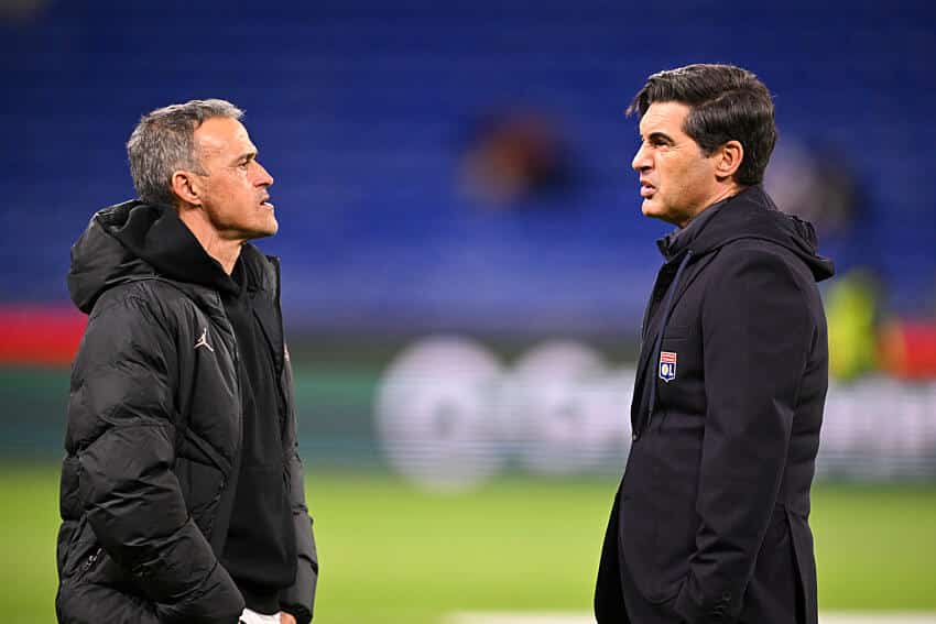 Luis Enrique (PSG) et Paulo Fonseca (PSG)