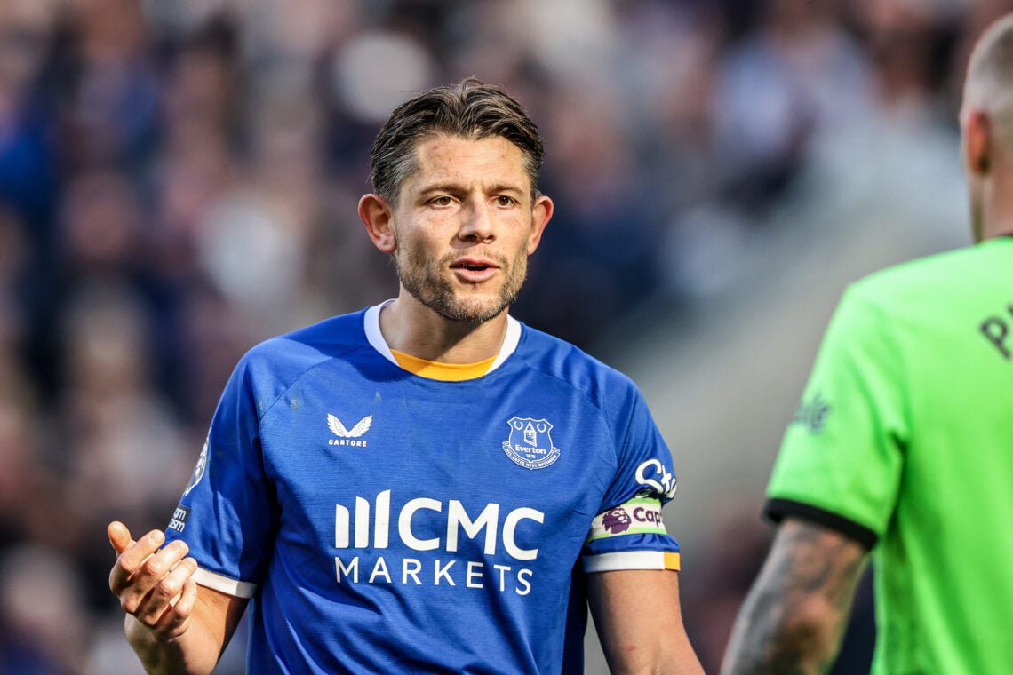 James Tarkowski playing for Everton.