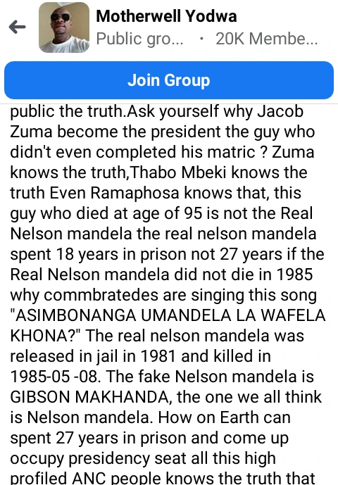 Conspiracy Theory:The real Mandela died in the 1980s, the one who became president is a made up Mandela