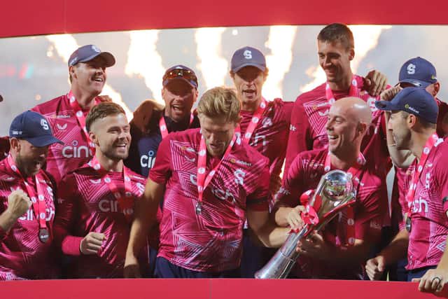 David Willey was able to lift the Vitality Blast trophy after the Steelbacks' win over Hampshire (Picture: Peter Short)