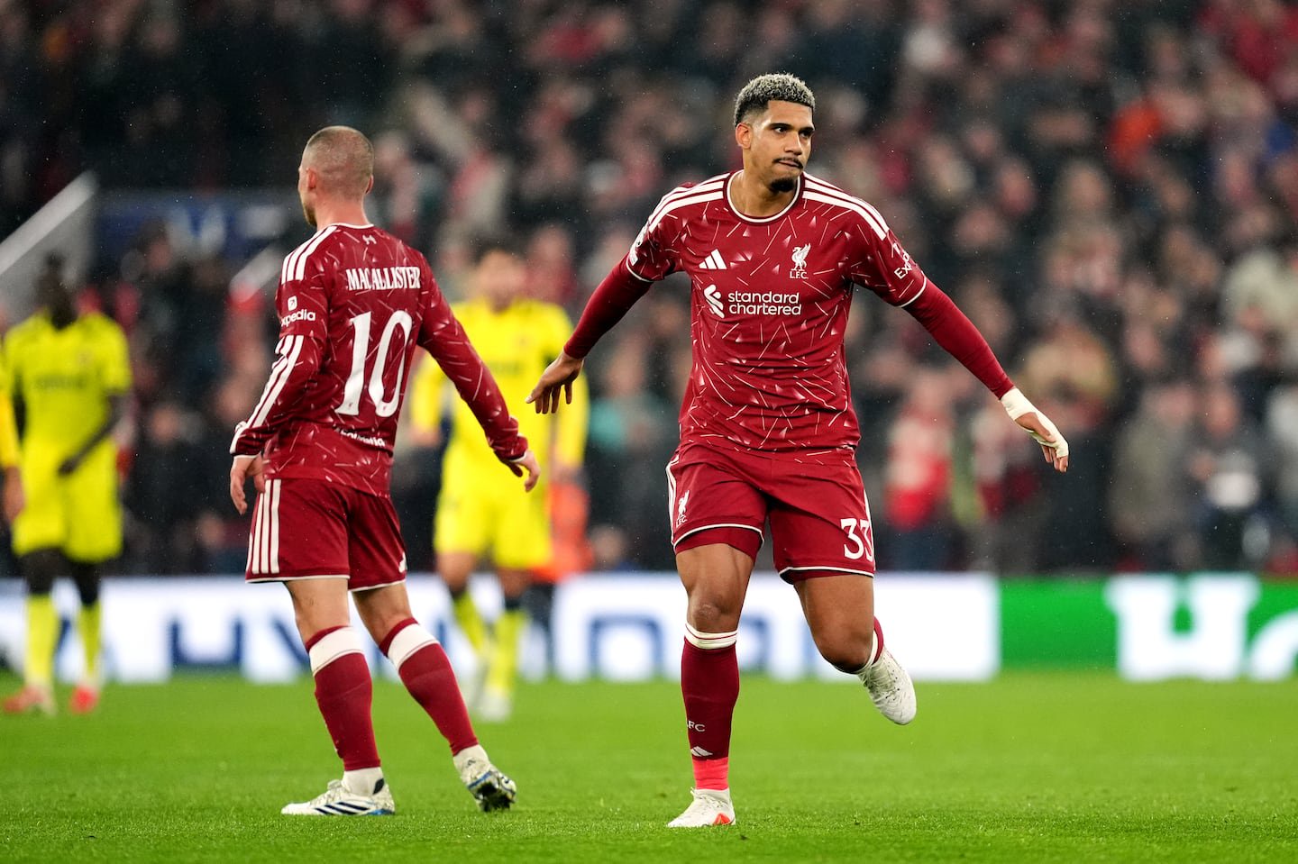 Liverpool’s Ronald Araujo (right) turned the game on its head