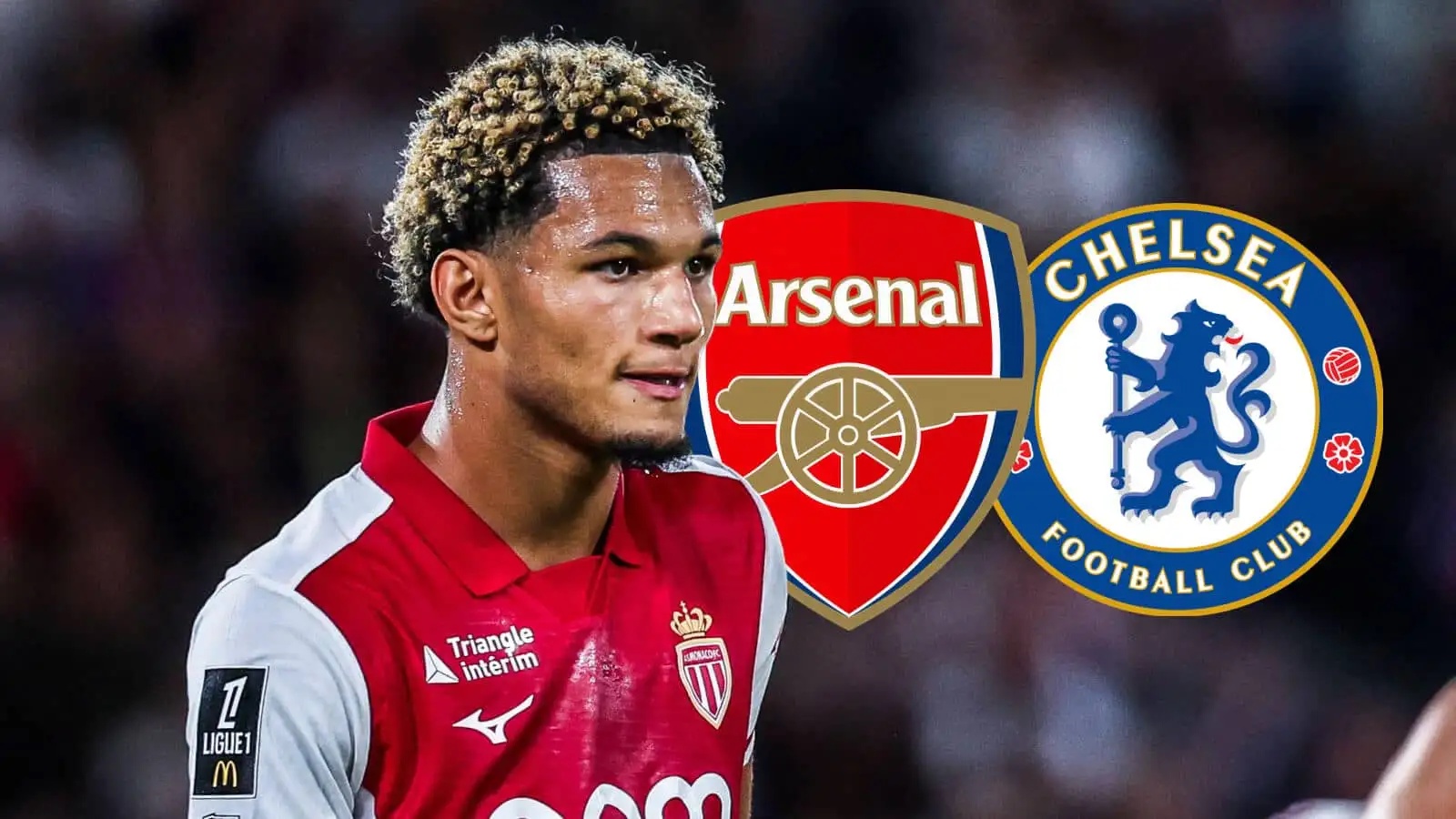 Monaco star Paris Brunner with Arsenal and Chelsea badges