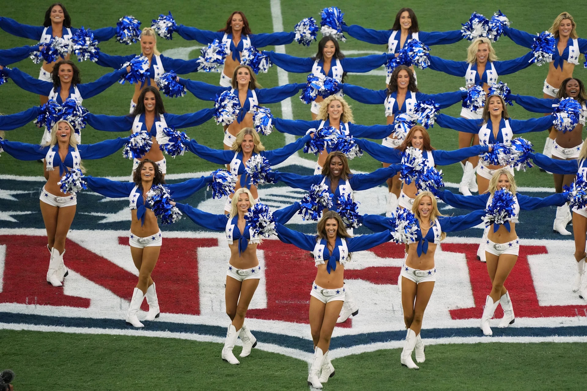 Sep 27, 2026; Rio De Janeiro, BRA;  The Dallas Cowboys cheerleaders perform before the game between Baltimore Ravens and Dallas Cowboys at Maracana Stadium.  Mandatory Credit: Kirby Lee-Imagn Images