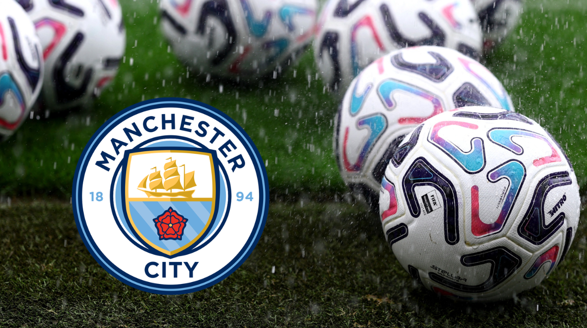 Premier League balls and the Man City logo