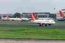 Air India Airbus A320neo landing at Chhatrapati Shivaji Maharaj International Airport.